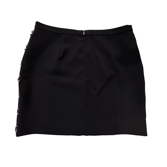 MICHAEL KORS Navy Blue Viscose Leather Eyelet Side Stitch Mini Pencil Skirt - Picture 3 of 6